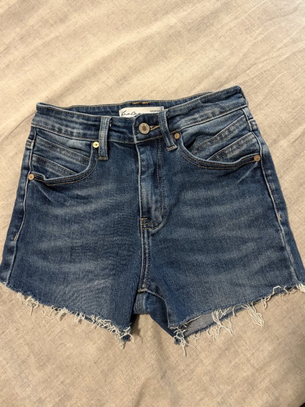 Kancan High Rise Distressed Denim Shorts